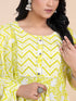 Lime Green Floral Print Gota Patti Kurti Set