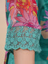 Green Floral Print With Embroidered Sequence Kurti Set