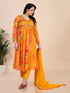 Yellow Digital Print Embroidered Beads Fit and Flare Kurti Set