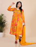 Yellow Digital Print Embroidered Beads Fit and Flare Kurti Set