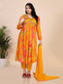 Yellow Digital Print Embroidered Beads Fit and Flare Kurti Set