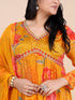 Yellow Digital Print Embroidered Beads Fit and Flare Kurti Set