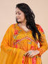 Yellow Digital Print Embroidered Beads Fit and Flare Kurti Set