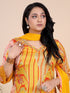 Saffron Yellow Printed Sequence Kurti Set
