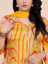 Saffron Yellow Printed Sequence Kurti Set