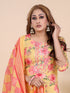 Mustard Floral Print Embroidered Kurti Set