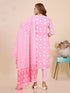 Pink Floral Print Gota Patti Kurti Set
