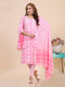Pink Floral Print Gota Patti Kurti Set