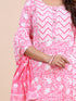 Pink Floral Print Gota Patti Kurti Set