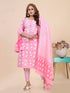 Pink Floral Print Gota Patti Kurti Set