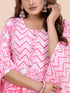 Pink Floral Print Gota Patti Kurti Set