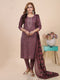 Dusty Wine Block Print Kurti Set