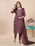Dusty Wine Block Print Kurti Set