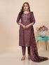 Dusty Wine Block Print Kurti Set