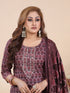 Dusty Wine Block Print Kurti Set