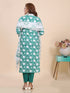 Green Bagru Dabu Print Kurti Set With Kota Dupatta