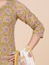 Mustard Block Print Kurti Set
