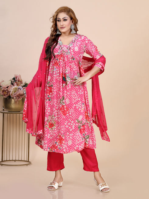 Pink Digital Print Kurti Set