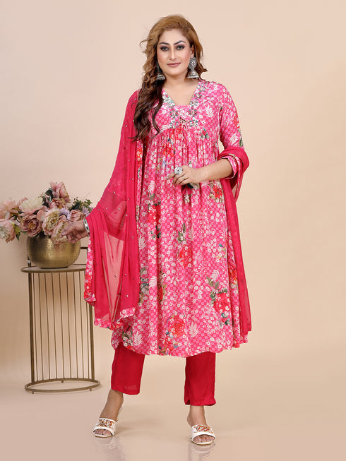 Pink Digital Print Kurti Set