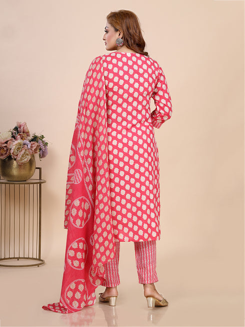 Pink Eco Print Kurti Set