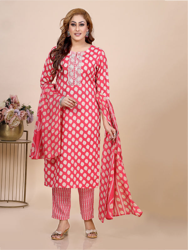 Pink Eco Print Kurti Set