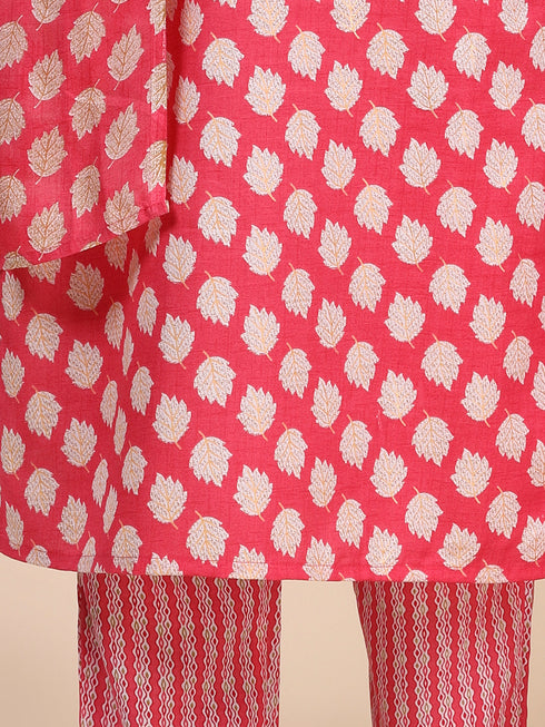 Pink Eco Print Kurti Set