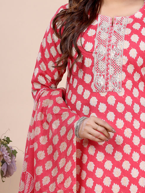 Pink Eco Print Kurti Set