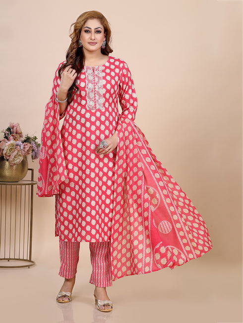 Pink Eco Print Kurti Set