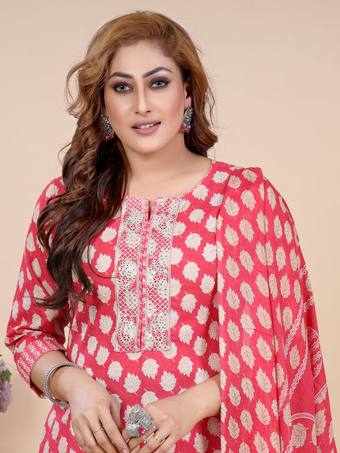 Pink Eco Print Kurti Set