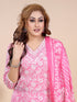 Pink Floral Print Mirror Emblished Kurti Set