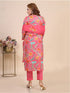 Pink Bold Floral Prints Kurti Set