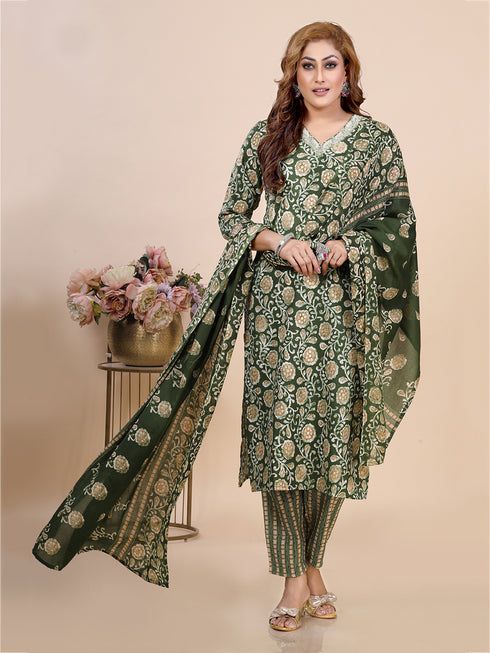 Green Batik Print Kurti set