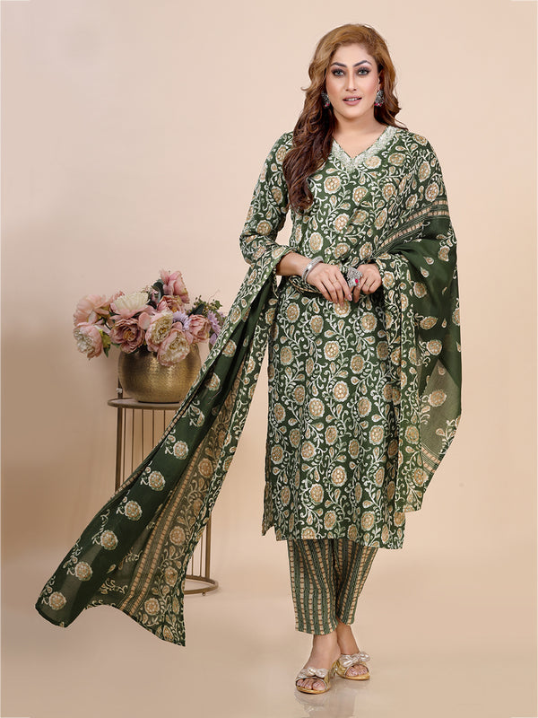 Green Batik Print Kurti set