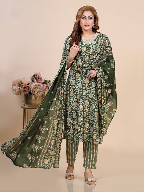 Green Batik Print Kurti set