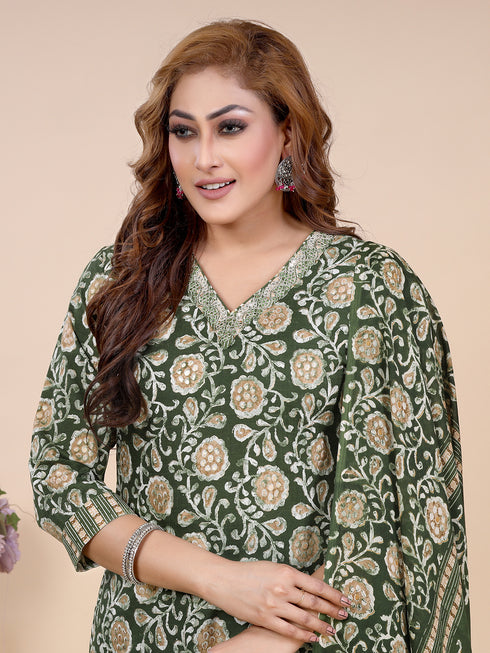 Green Batik Print Kurti set