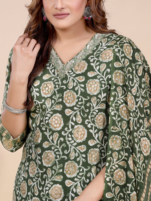 Green Batik Print Kurti set