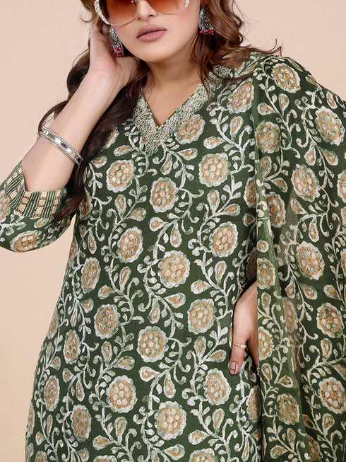 Green Batik Print Kurti set