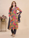Grey Boho Bohemia Print Kurti Set With Gota Patti Dupatta