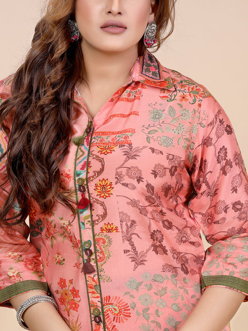 Peach Geometrical Indian Print Co-Ord set