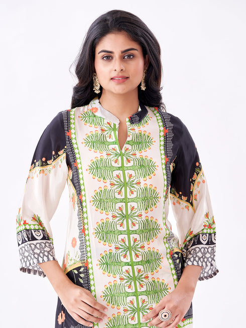 Amchoor Cream Crepe Digital Prints Co-ord Set for Womens