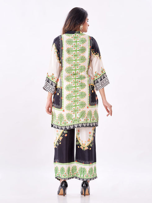 Amchoor Cream Crepe Digital Prints Co-ord Set for Womens