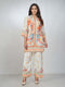 Amchoor Cream Crepe Digital Prints Kurta and Trouser Set for Womens