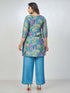 Amchoor Blue Russian Silk Embroidered Co-Ord Sets for Womens