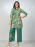 Amchoor Green Russian Silk Embroidered Kurta and Trouser Set for Womens