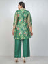 Amchoor Green Russian Silk Embroidered Kurta and Trouser Set for Womens