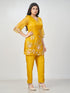 Amchoor Mustard Polyester Solid Co-ord Set for Womens
