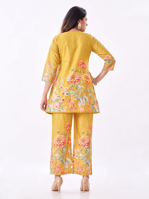 Amchoor Green Cotton Floral Co-ord Set for Womens