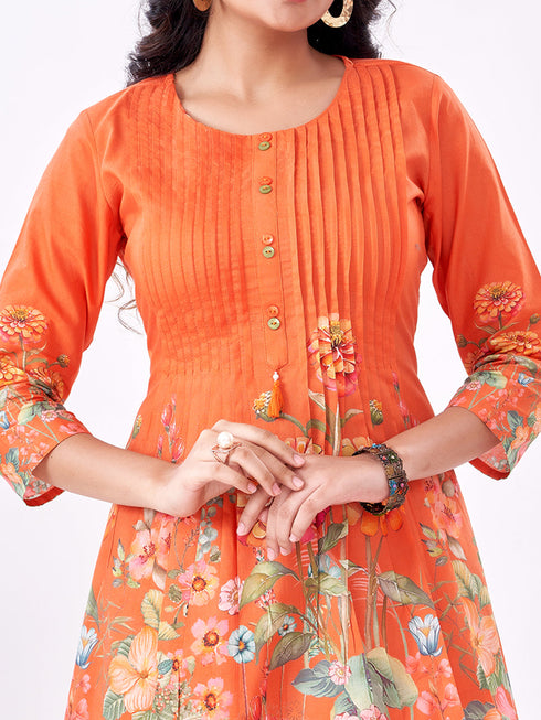Amchoor Rust Cotton Floral Co-ord Set for Womens