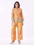 Amchoor Mustard Slub Linen Floral Co-ord Set for Womens