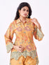 Amchoor Mustard Slub Linen Floral Co-ord Set for Womens
